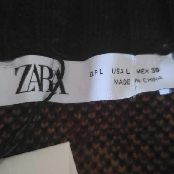 Zara Black Argyle Cardigan Sz Large - Picture 4 of 6